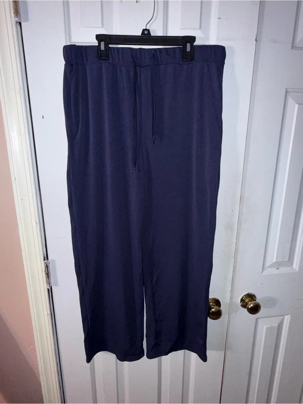 Navy Drawstring Wide-Leg Pants